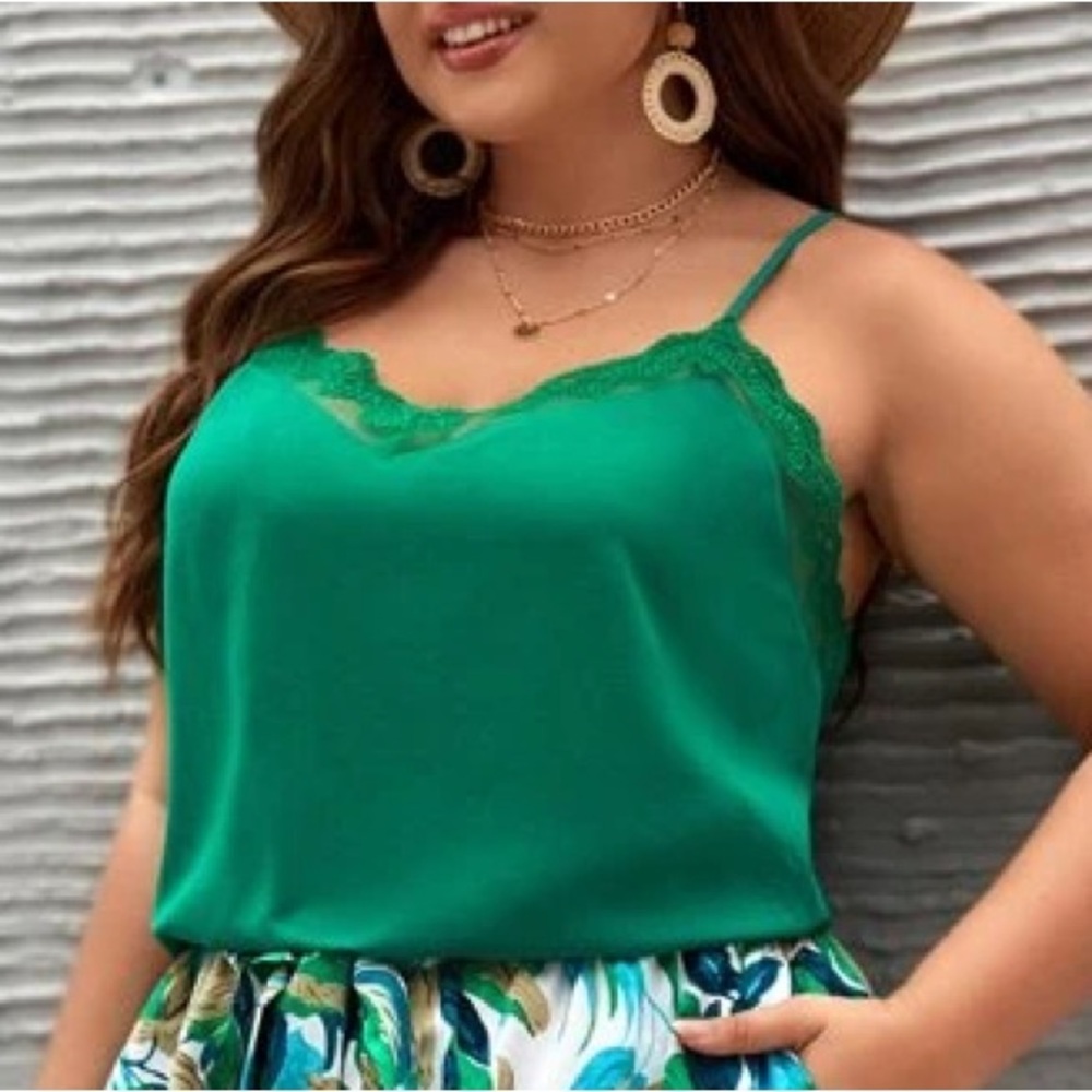 NWT SHEIN Frenchy Lace Trim Cami Top - Size 1XL